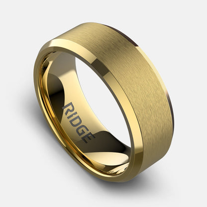 8mm Beveled Ring Set - 24K Gold - Tantalum Carbide