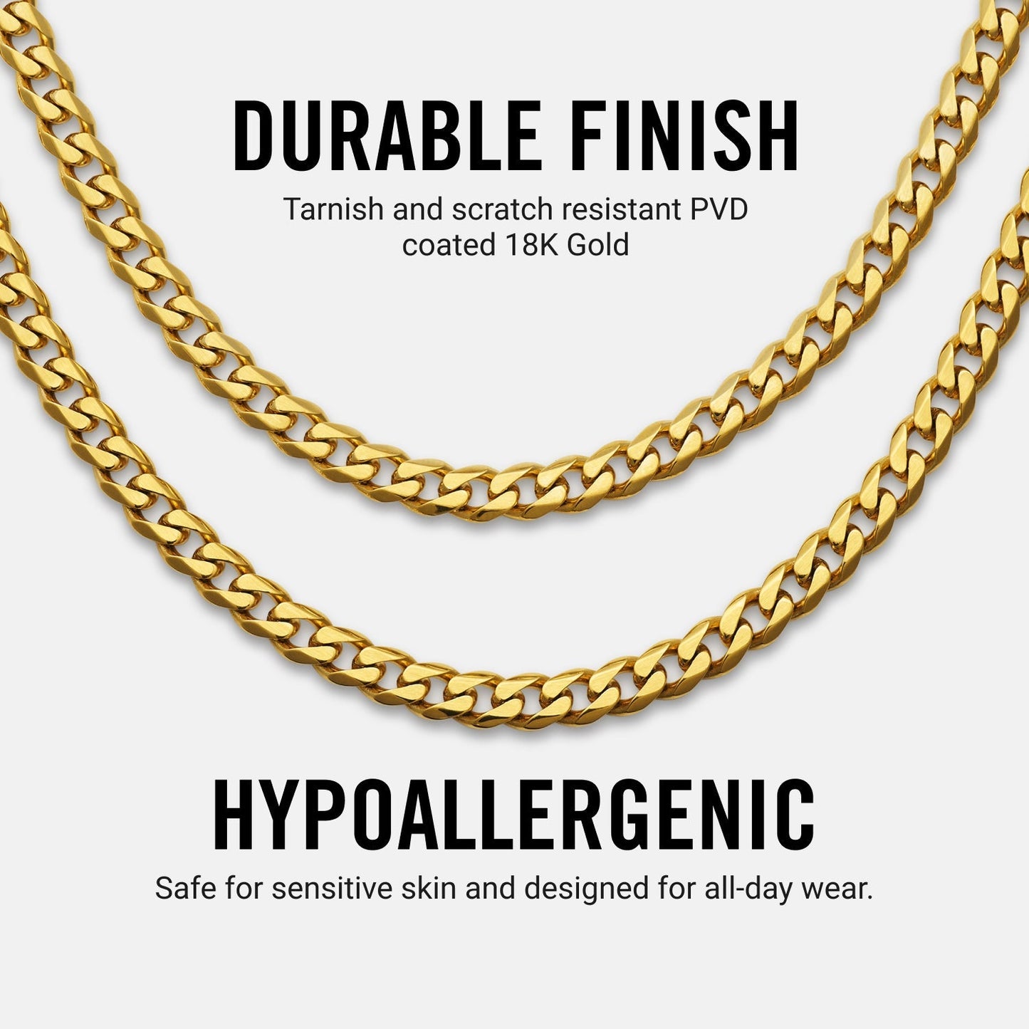 5mm Curb Chain - 18K Gold - 22"