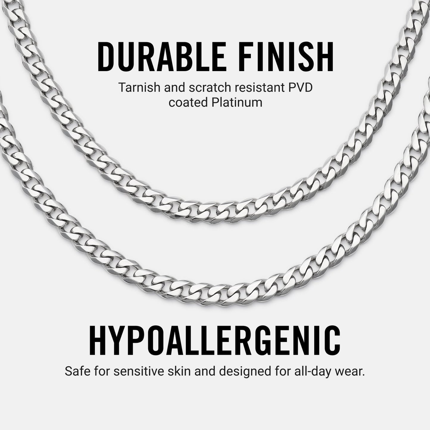 5mm Curb Chain - Platinum - 22"