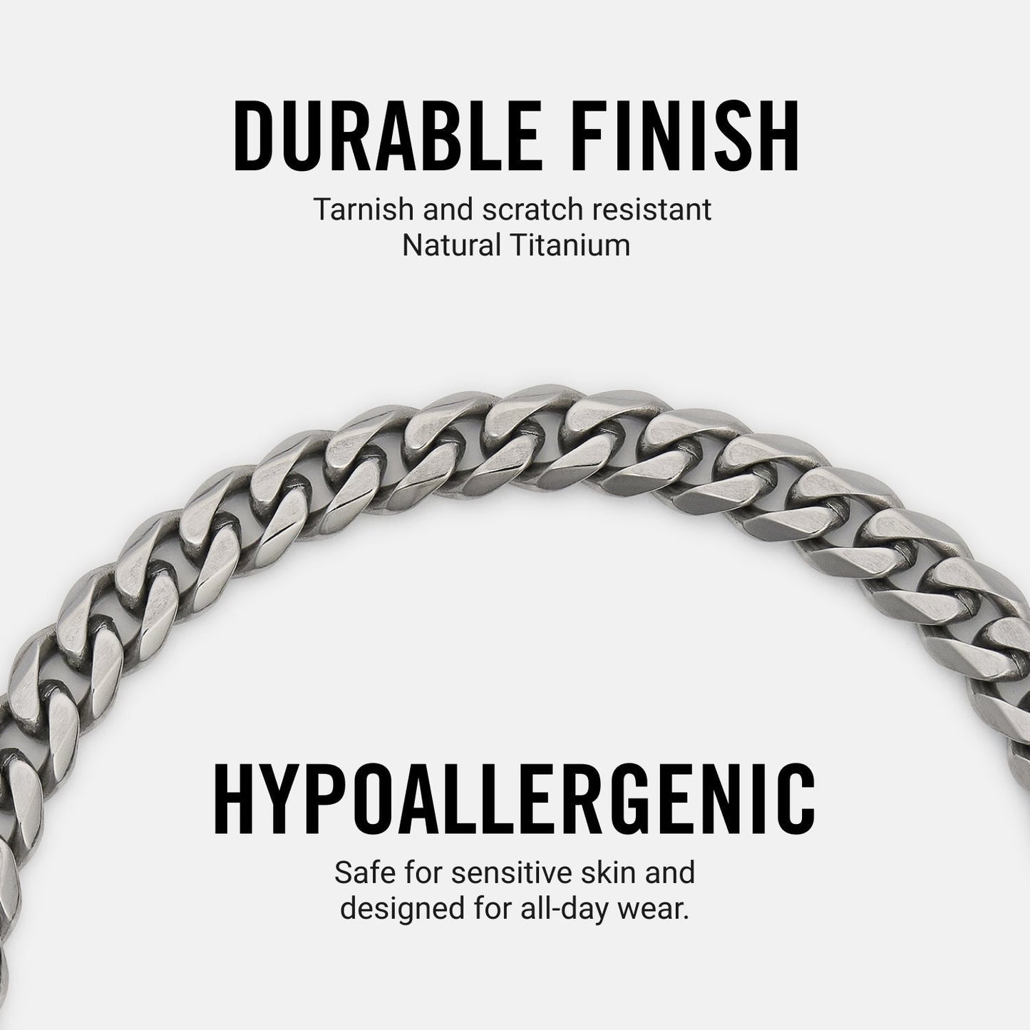 6mm Curb Bracelet - Titanium - Medium